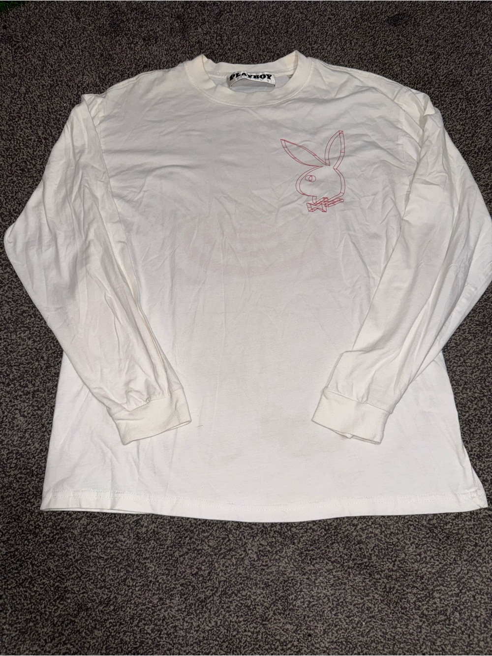 Playboy Unisex Medium White Long Sleeve Graphic T-Shirt Bunny Y2K